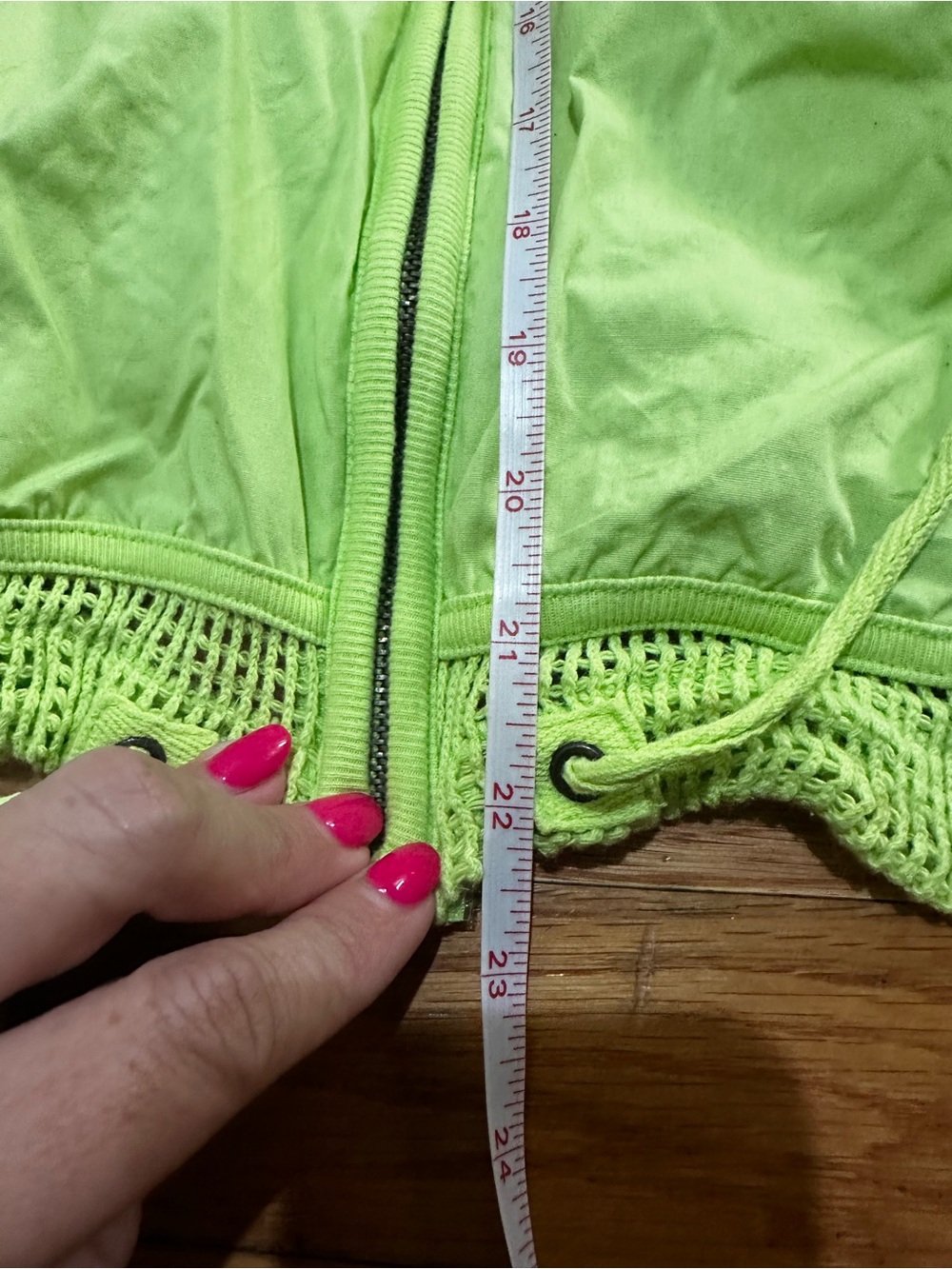 Chicos Sleeveless Full Zip Hooded Net Vest Bright Green Sz 3 (XL) - Picture 6 of 6